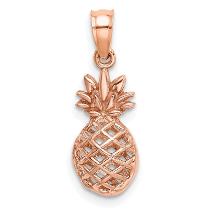 14K Roségold Poliert 3d Pineapple Anhänger