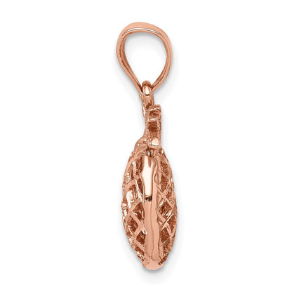 14K Roségold Rose Poliert & Diamantgeschliffener 3D-Ananas-Anhänger