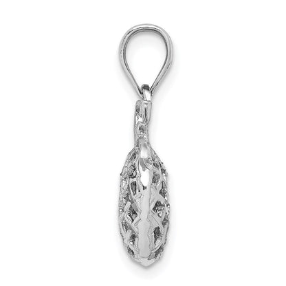 14K Weißgold Weiß Poliert & Diamantgeschliffener 3D-Ananas-Anhänger