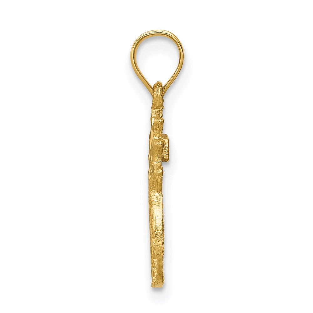14K Gelbgold Gebürstet & Diamantiert Pineapple Anhänger