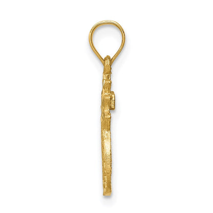 14K Gelbgold Gebürstet & Diamantiert Pineapple Anhänger