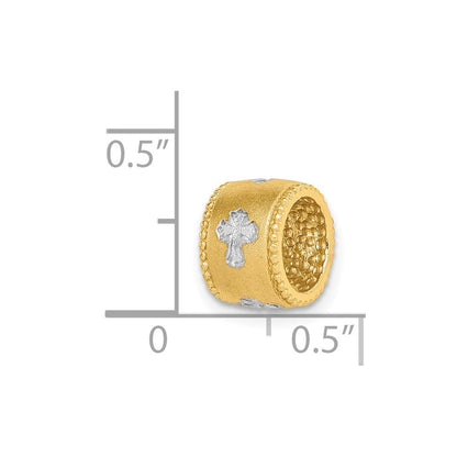 14K Gelb & Rhodium Gold & Weiß Rhodium Gebürstet Kreuz Anhänger