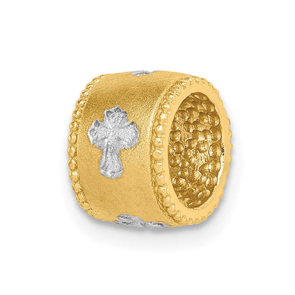 14K Gelb & Rhodium Gold & Weiß Rhodium Gebürstet Kreuz Anhänger