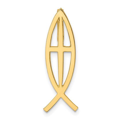 14K Gelbgold Poliert Ichthus Kreuz Fisch Anhänger
