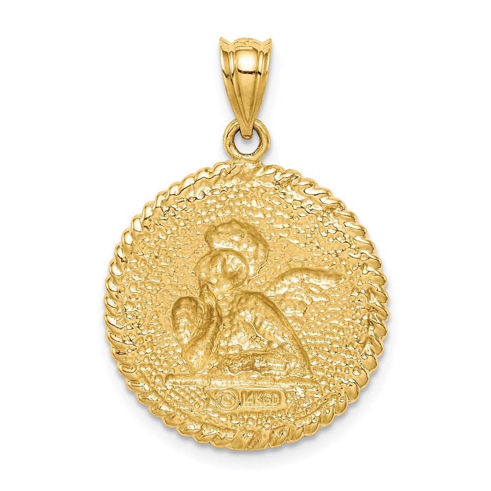 14K Gelbgold Engel-Anhänger, gebürstet