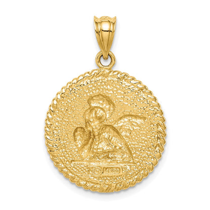 14K Gelbgold Engel-Anhänger, gebürstet