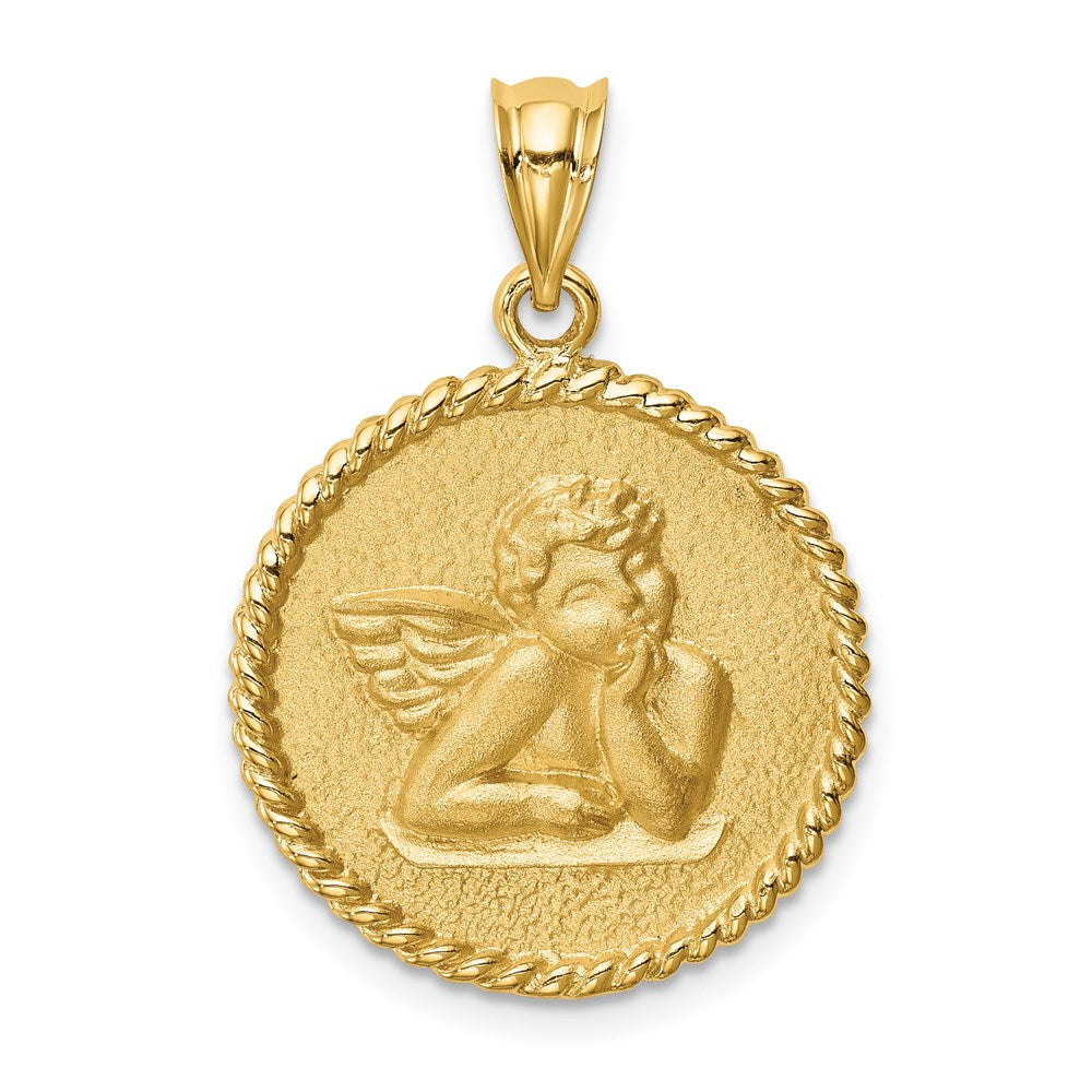 14K Gelbgold Engel-Anhänger, gebürstet