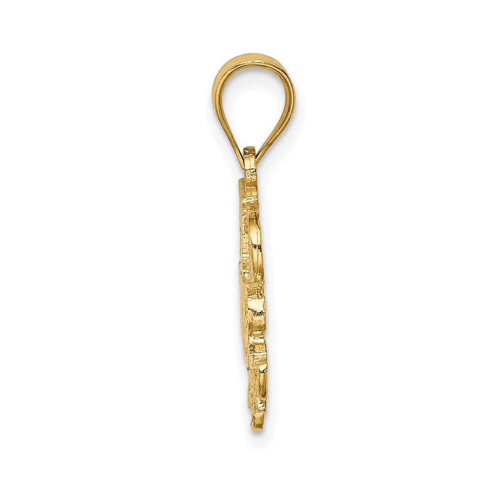 14K Gelbgold Polierter & Strukturierter #1 Mutter-Anhänger