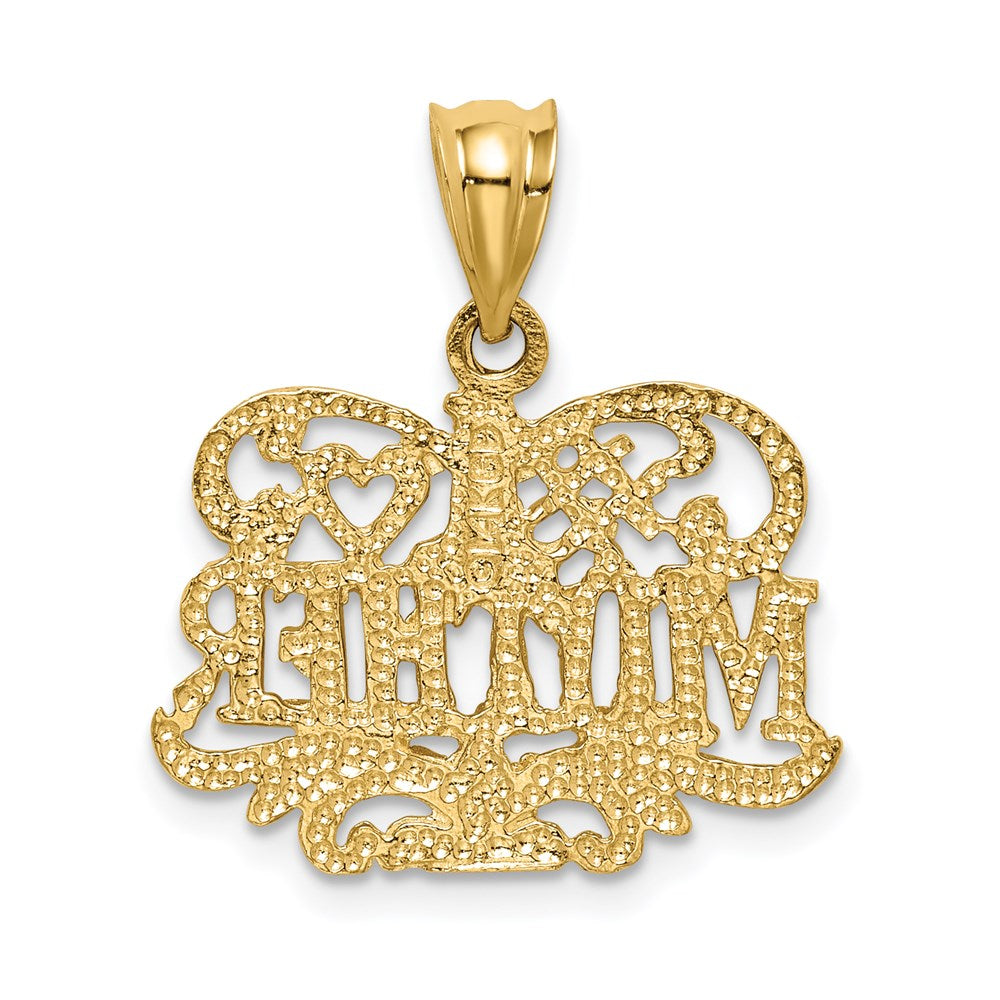 14K Gelbgold Polierter & Strukturierter #1 Mutter-Anhänger