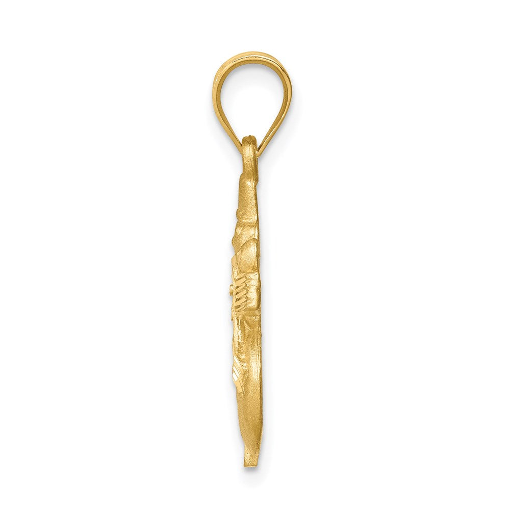 14K Gelbgold Diamant-geschliffener gebürsteter und polierter Schneemann-Anhänger