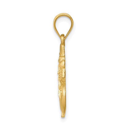 14K Gelbgold Diamant-geschliffener gebürsteter und polierter Schneemann-Anhänger