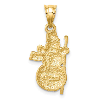 14K Gelbgold Diamant-geschliffener gebürsteter und polierter Schneemann-Anhänger