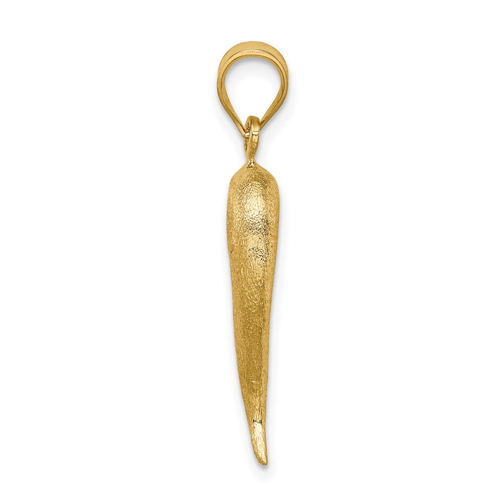 14K Gelbgold Gebürsteter 3D-Italienisches Horn Anhänger