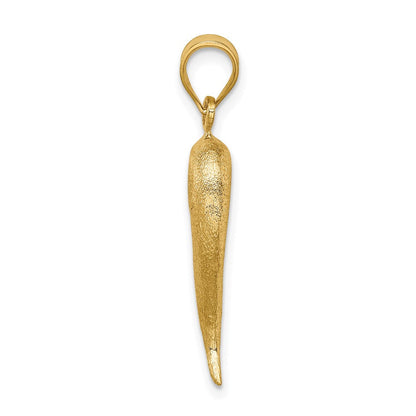 14K Gelbgold Gebürsteter 3D-Italienisches Horn Anhänger