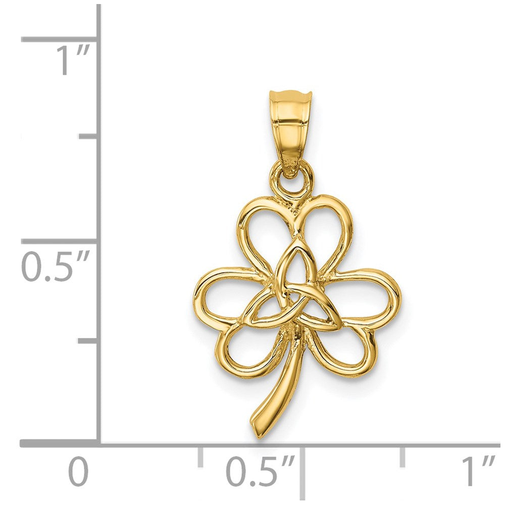 14K Gelbgold Poliert Dreifaltigkeit Klee Anhänger