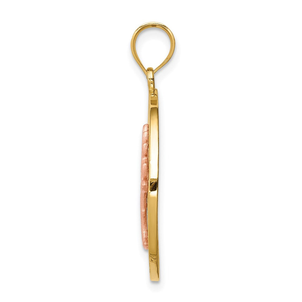 14K Bicolor-Gold gebürsteter und polierter Lebensbaum-Anhänger
