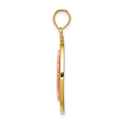 14K Bicolor-Gold gebürsteter und polierter Lebensbaum-Anhänger