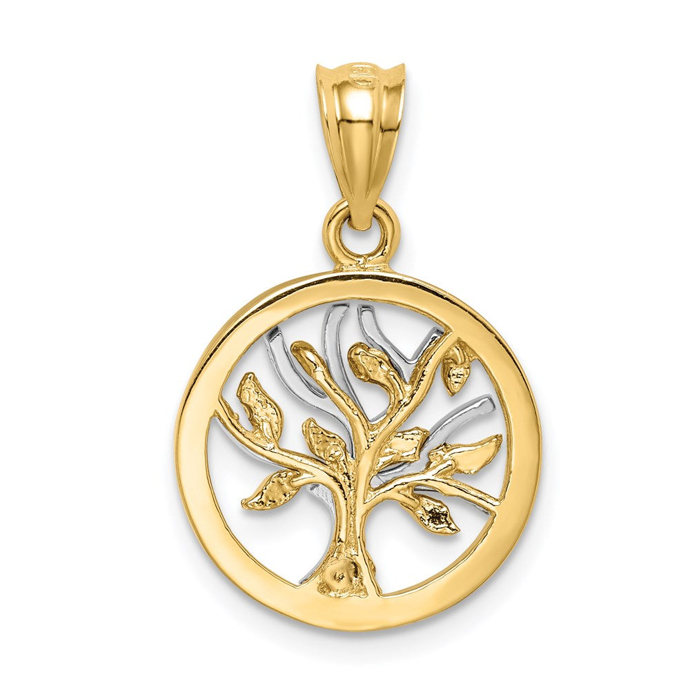 14K Bicolor-Gold Anhänger "Baum des Lebens", poliert