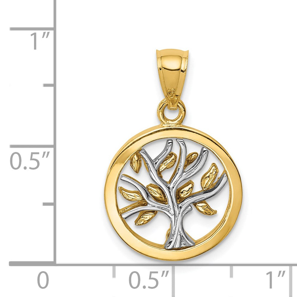 14K Bicolor-Gold Anhänger "Baum des Lebens", poliert