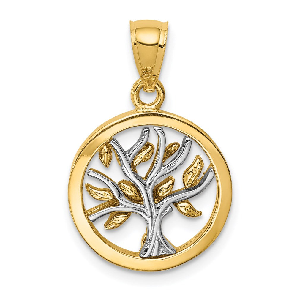 14K Bicolor-Gold Anhänger "Baum des Lebens", poliert