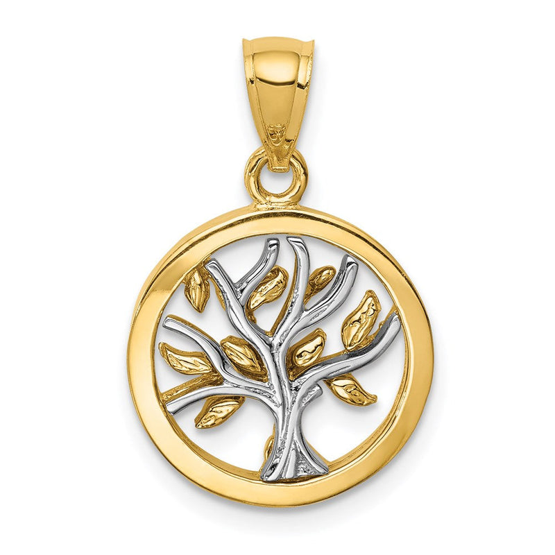14K Bicolor-Gold Anhänger "Baum des Lebens", poliert