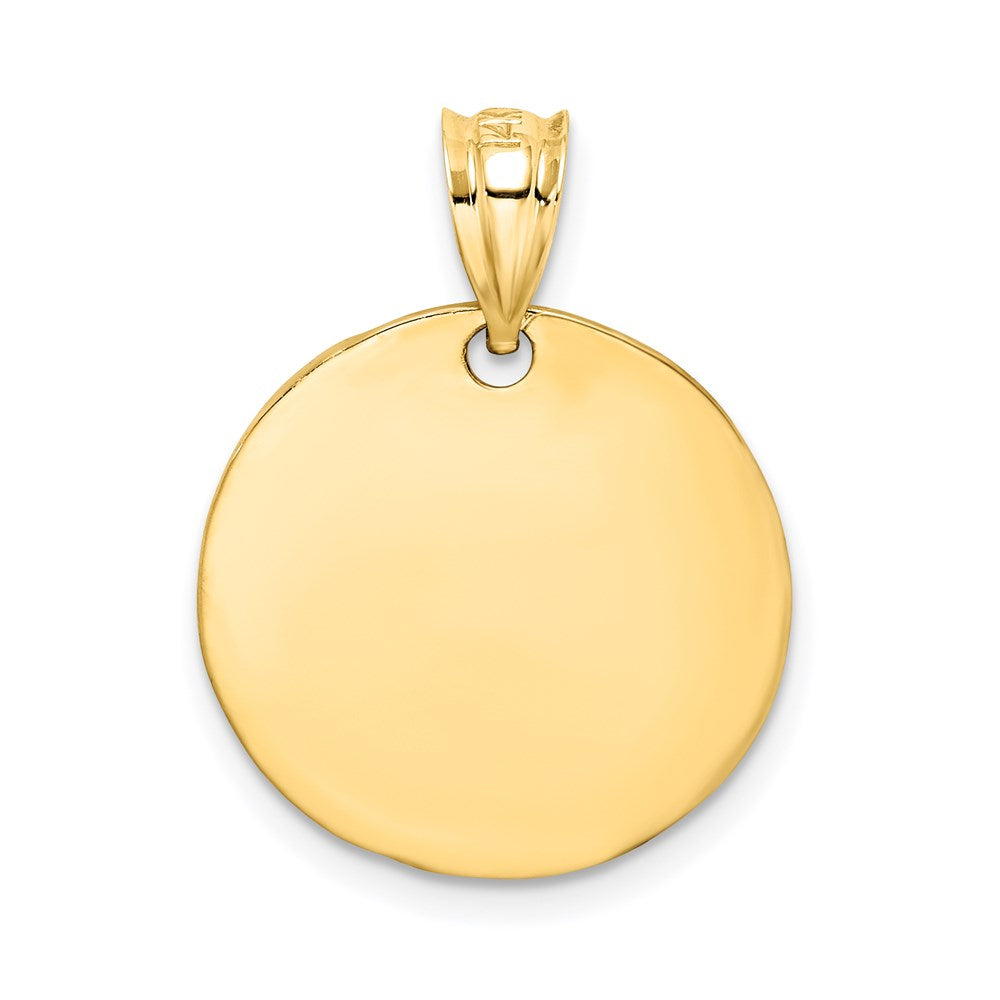 14K Gelbgold Polierter & Strukturierter Scheiben-Anhänger