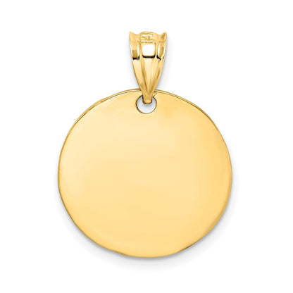 14K Gelbgold Polierter & Strukturierter Scheiben-Anhänger