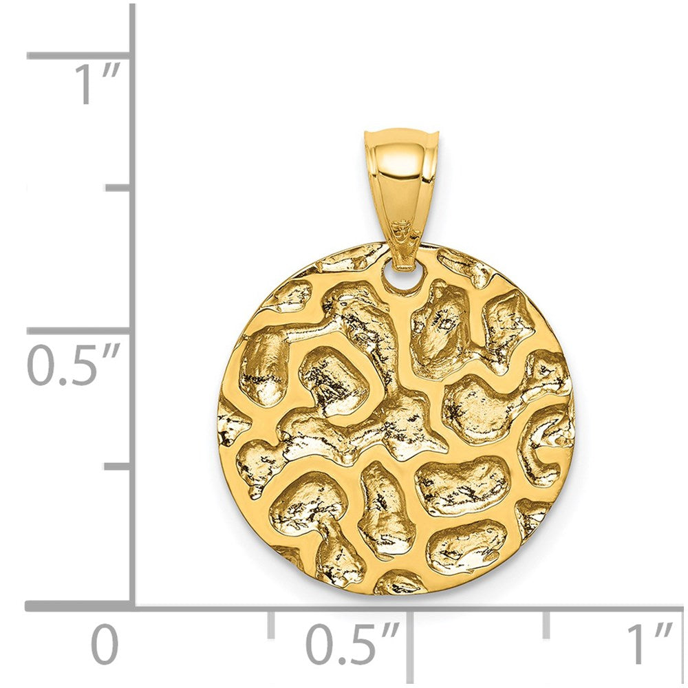 14K Gelbgold Polierter & Strukturierter Scheiben-Anhänger