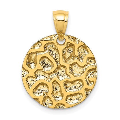 14K Gelbgold Polierter & Strukturierter Scheiben-Anhänger