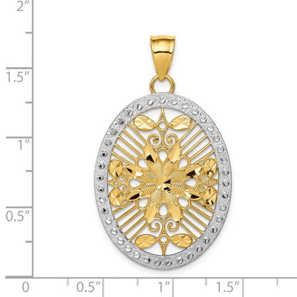 14 Karat Gelb- und Rhodiumgold sowie Weißrhodium, poliert und diamantgeschliffen, ovaler Anhänger