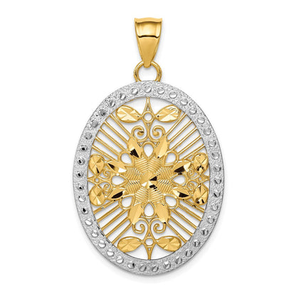 14 Karat Gelb- und Rhodiumgold sowie Weißrhodium, poliert und diamantgeschliffen, ovaler Anhänger