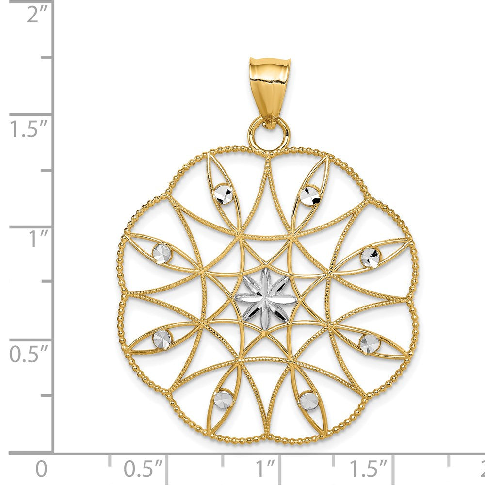 14 Karat Gelb- und Rhodiumgold sowie Weißrhodium, poliert und diamantiert, Kreis-Anhänger