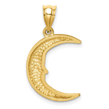 14K Gelbgold Mond-Anhänger, satiniert und diamantiert
