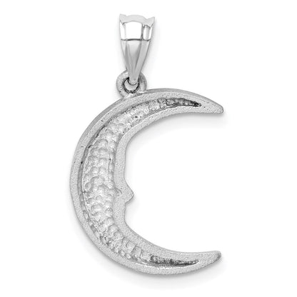 14K Weißgold Anhänger Mond, diamantiert, satiniert