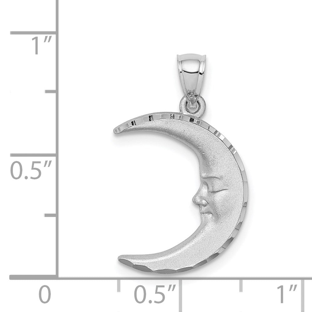 14K Weißgold Anhänger Mond, diamantiert, satiniert