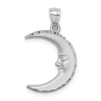 14K Weißgold Anhänger Mond, diamantiert, satiniert