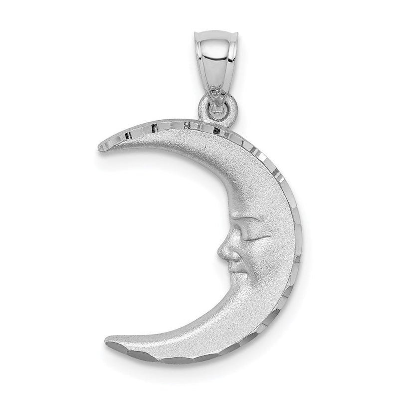 14K Weißgold Anhänger Mond, diamantiert, satiniert