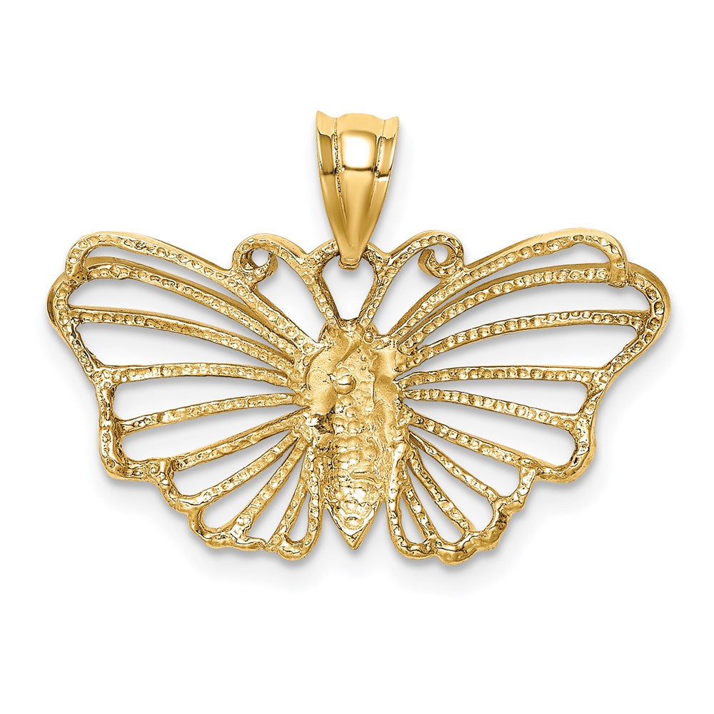 14K Gelbgold Polierter Schmetterling-Anhänger