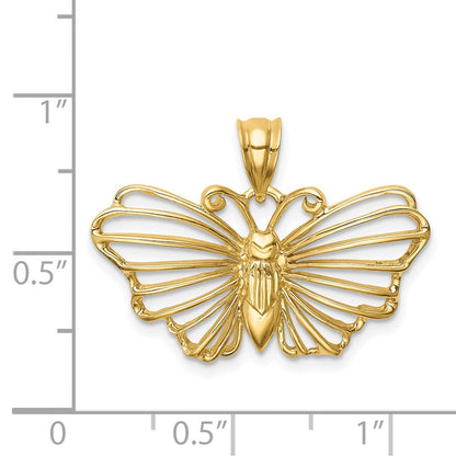14K Gelbgold Polierter Schmetterling-Anhänger