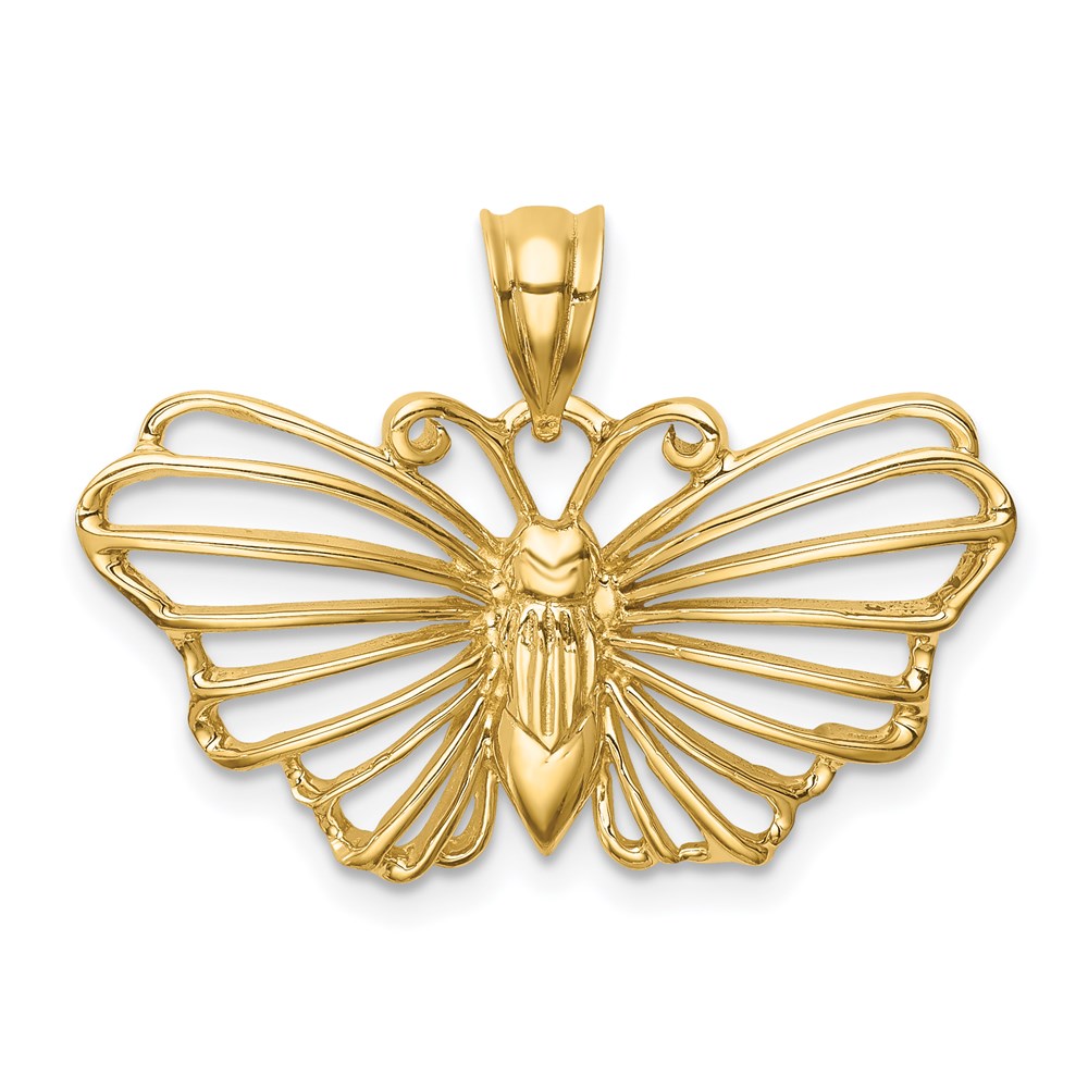 14K Gelbgold Polierter Schmetterling-Anhänger