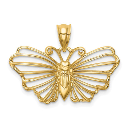 14K Gelbgold Polierter Schmetterling-Anhänger