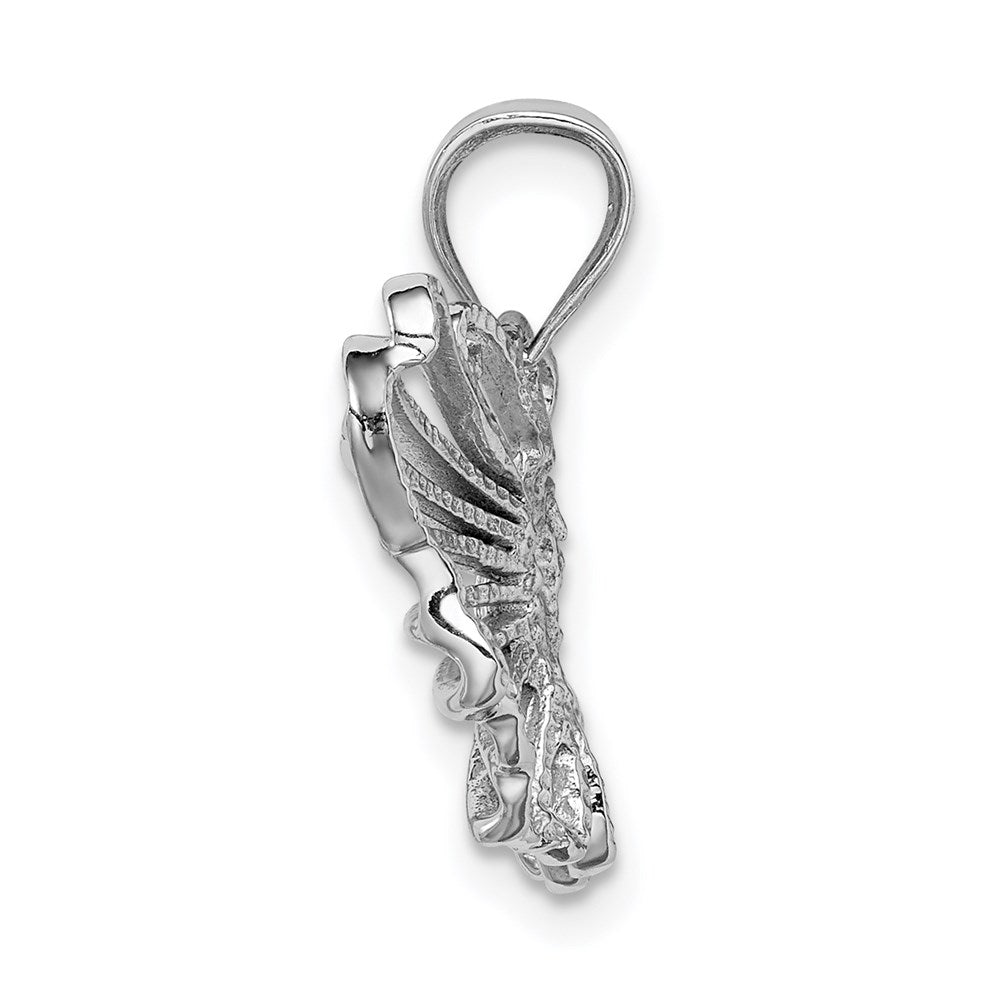 14K Weißgold Weiß Polierter Schmetterling-Anhänger