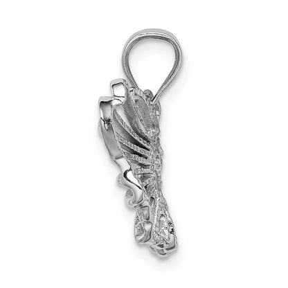 14K Weißgold Weiß Polierter Schmetterling-Anhänger