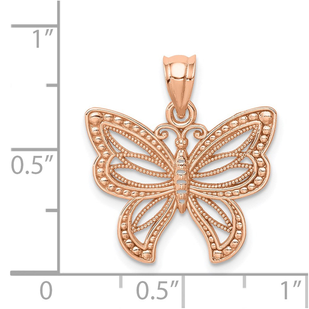 14 Karat Roségold Polierter Rose-Schmetterling-Anhänger