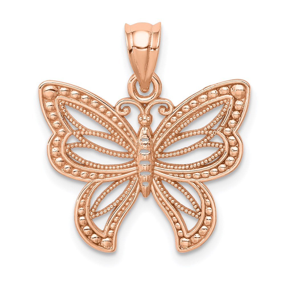 14 Karat Roségold Polierter Rose-Schmetterling-Anhänger