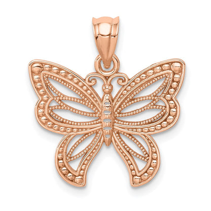 14 Karat Roségold Polierter Rose-Schmetterling-Anhänger