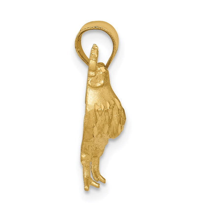 14K Gelbgold Satin Diamantiert Hahn-Anhänger