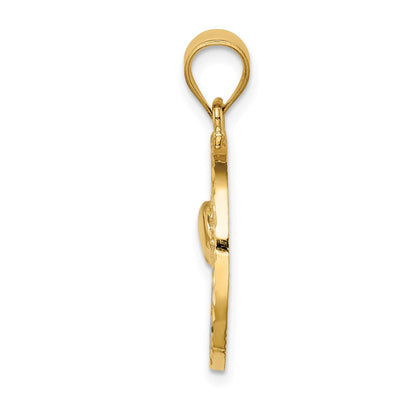14K Gelb- und Rhodium-Gold & Weißrhodium Polierter Sonne-Set-Anhänger