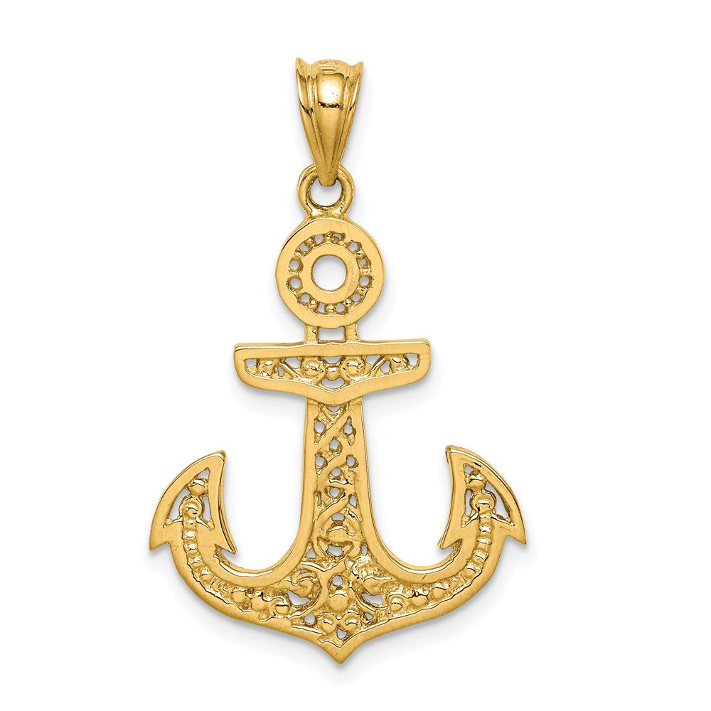 14K Gelbgold Polierter Anker-Anhänger