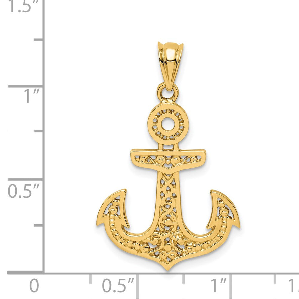 14K Gelbgold Polierter Anker-Anhänger